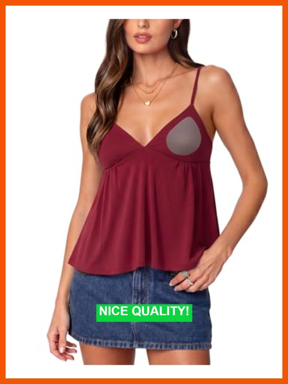V Neck Babydoll Tank Top with Built in Bra Peplum Cami Going Out Top